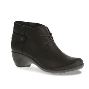 Merrell Black Veranda Butter Rum Leather Mock Clog Ankle Boot Size 8.5 Lace Up